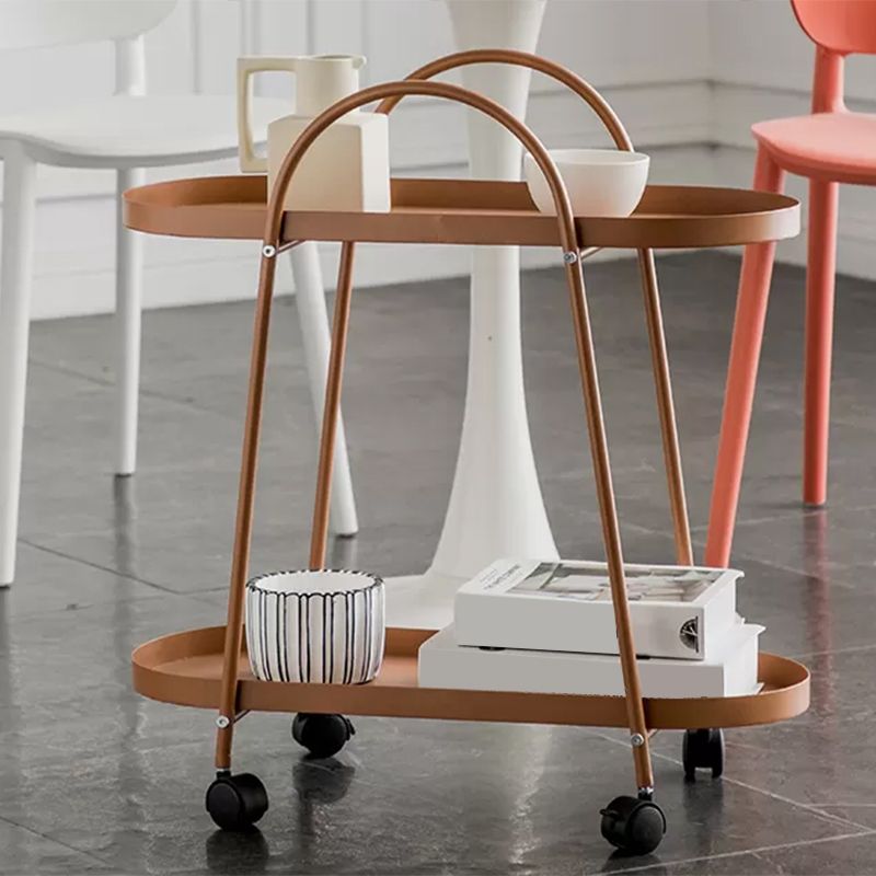 Mesa lateral de mediados de siglo con estantes de metal bandeja geométrica mesa de esquina superior