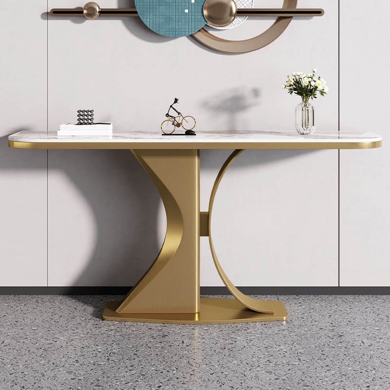 Tavolino moderno console a mezza luna tavolino in oro/grigio