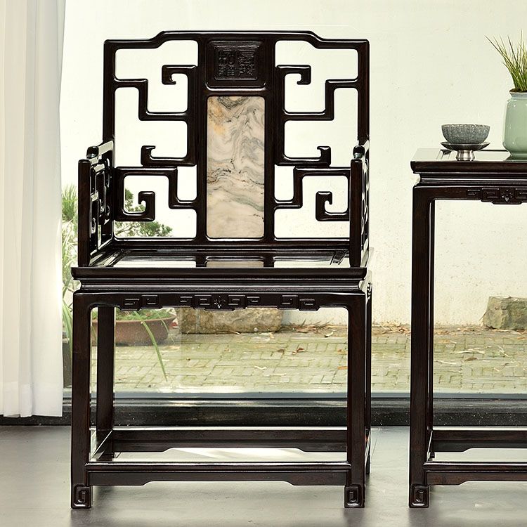 Indoor Deep Brown Dining Arm Chair Solid Wood Dining Chair for Home Clearhalo 'Dining Chairs' 'Dining Tables & Seating' 'dining_chair' 'furn' 'furn_dining_chair' 'Furniture' 'Kitchen & Dining Furniture' 1200x1200_8fa62704-a547-4d35-b828-84081bc9b186