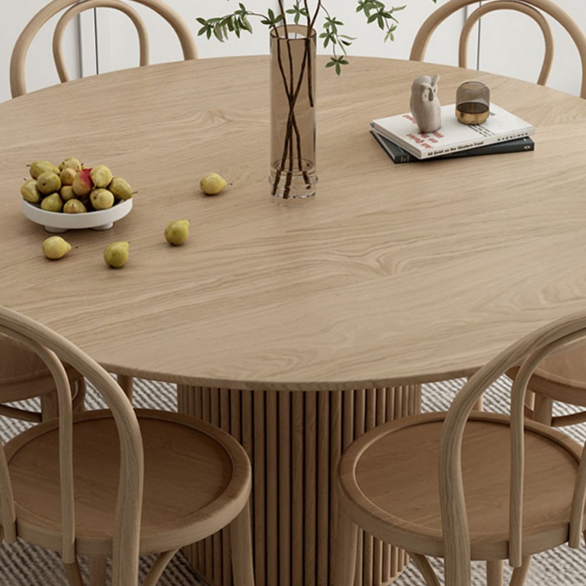 Round Pedestal Casual Dining Table Wood Color Fixed Table with Pinewood Solid Wood Clearhalo ' dining_table' 'Dining Tables & Seating' 'Dining Tables' 'furn' 'furn_dining_table' 'Furniture' 'furniture_dining_table' 'Kitchen & Dining Furniture' 'kitchen&dining_furn' 'kitchen' 'kitchen_dining_table' 1200x1200_8fa6905c-341b-4f2f-becc-00085038e560