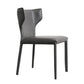 Silla de comedor de cuero y metal sin brazo de forma sintética contemporánea