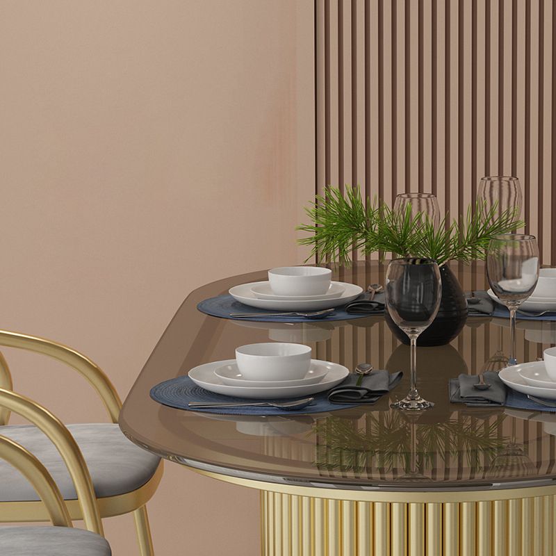 Glass Top Dining Table Modern Oval Dining Table with Double Pedestal Base Clearhalo 'Dining Tables & Seating' 'Dining Tables' 'dining_table' 'furn' 'furn_dining_table' 'Furniture' 'Kitchen & Dining Furniture' 1200x1200_8fa85e44-54aa-46d7-a6ae-90ee2b85c411