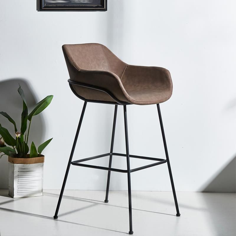 Scandinavian Faux Leather Upholstered Counter Stool with 4 Legs in Matte Finish for Home Clearhalo 'Bar Furniture' 'Bar Stools' 'bar_stools' 'furn' 'furn_bar_stools' 'Furniture' 'Kitchen & Dining Furniture' 1200x1200_8fa93f57-1bf0-44ca-8907-6cfdf0479869