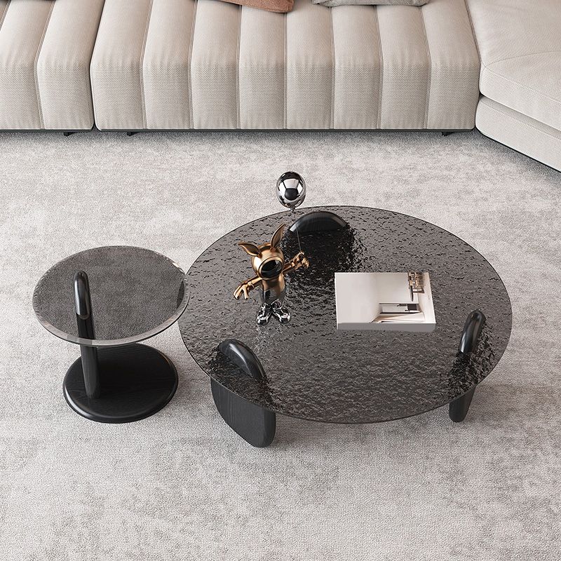 Glass Top Coffee Table Black Modern Round 3 Legs Cocktail Table Clearhalo 'Coffee & Accent Tables' 'Coffee Tables' 'coffee_tables' 'furn' 'furn_coffee_tables' 'Furniture' 'Living Room Furniture' 1200x1200_8fa961c1-1780-42e2-a0f6-9ba1a4bbbc6f
