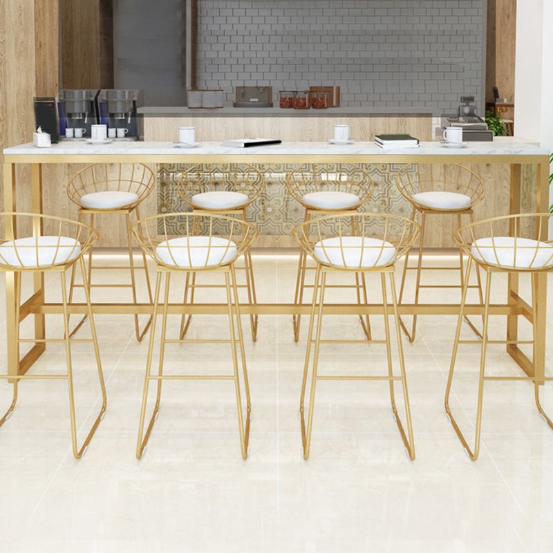 Glam Bar-height Table White Faux Marble Top Fixed Pub Table for Patio Clearhalo 'Bar Furniture' 'Bar Tables' 'bar_tables' 'furn' 'furn_bar_tables' 'Furniture' 'Kitchen & Dining Furniture' 1200x1200_8fa9d45d-faf0-4b38-a2c6-9dbc5143324c