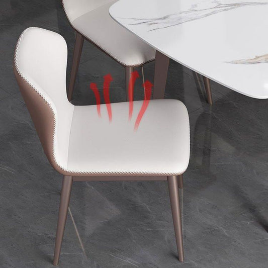 Contemporary Style 1/2/5/7 Pieces Dining Chairs Set Stone Rectangle Furniture in White