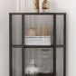 Metal Industrial Curio Cabinet Glass Doors Display Cabinet for Living Room, 16"L X 16"W Clearhalo 'Display & China Cabinets' 'display_china_cabinets' 'furn' 'furn_display_china_cabinets' 'Furniture' 'Kitchen & Dining Furniture' 1200x1200_8faba2eb-e570-4135-a1ec-842edfd679f0