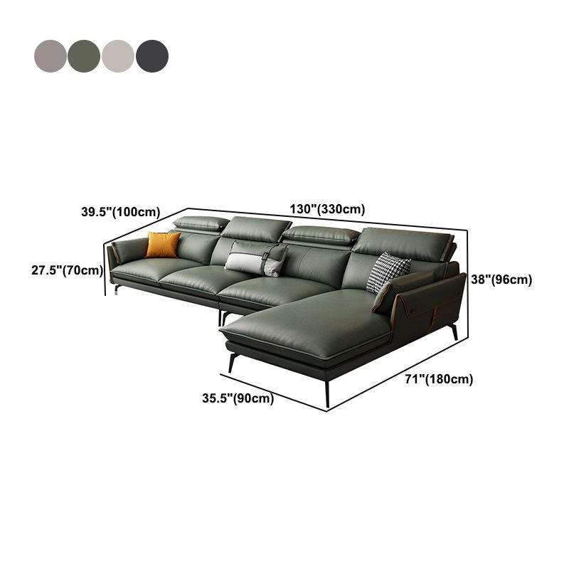 Glam Sofa Chaise Faux Leather Living Room Pillow Top Arm Sofa