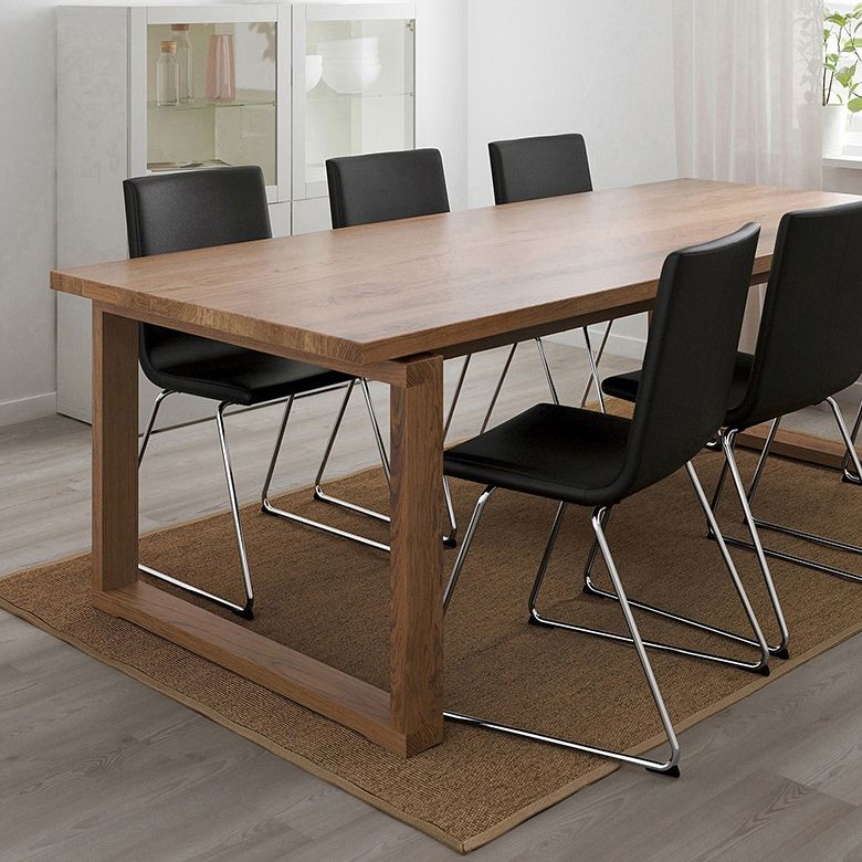 Rectangle Modern Dining Table Ash Solid Wood Table with Double Pedestal Base Clearhalo ' dining_table' 'Dining Tables & Seating' 'Dining Tables' 'furn' 'furn_dining_table' 'Furniture' 'furniture_dining_table' 'Kitchen & Dining Furniture' 'kitchen&dining_furn' 'kitchen' 'kitchen_dining_table' 1200x1200_8fb1be6c-9581-4eaf-a419-ee22acb09f42