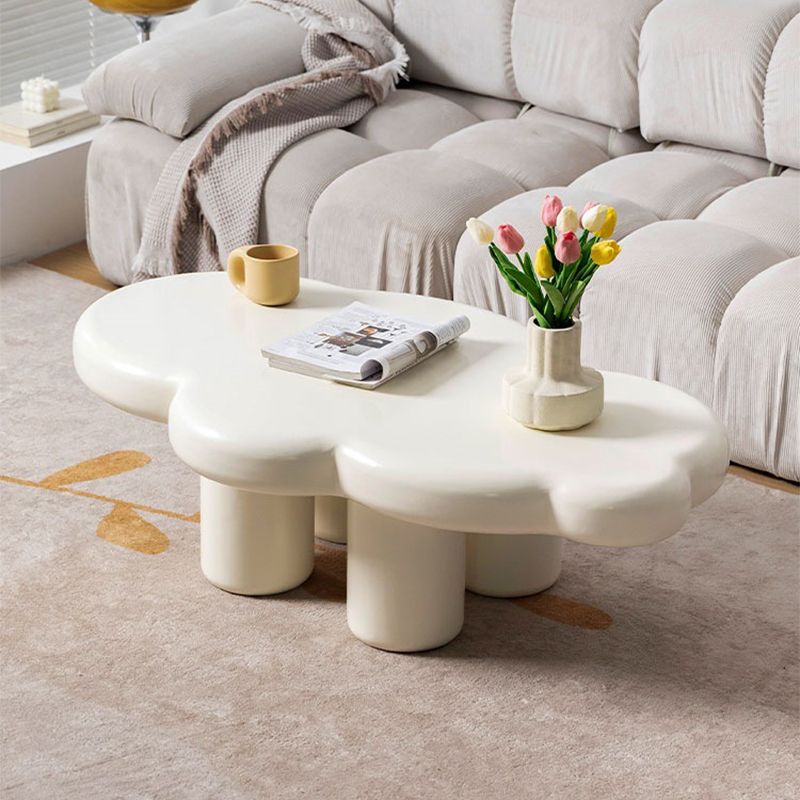 Scandinavian Cream Irregular 4 Legs Coffee Cocktail Table - 13.8" H Clearhalo 'Coffee & Accent Tables' 'Coffee Tables' 'coffee_tables' 'furn' 'furn_coffee_tables' 'Furniture' 'Living Room Furniture' 1200x1200_8fb1cbc6-85c5-4b80-a5c7-89b64630c1af