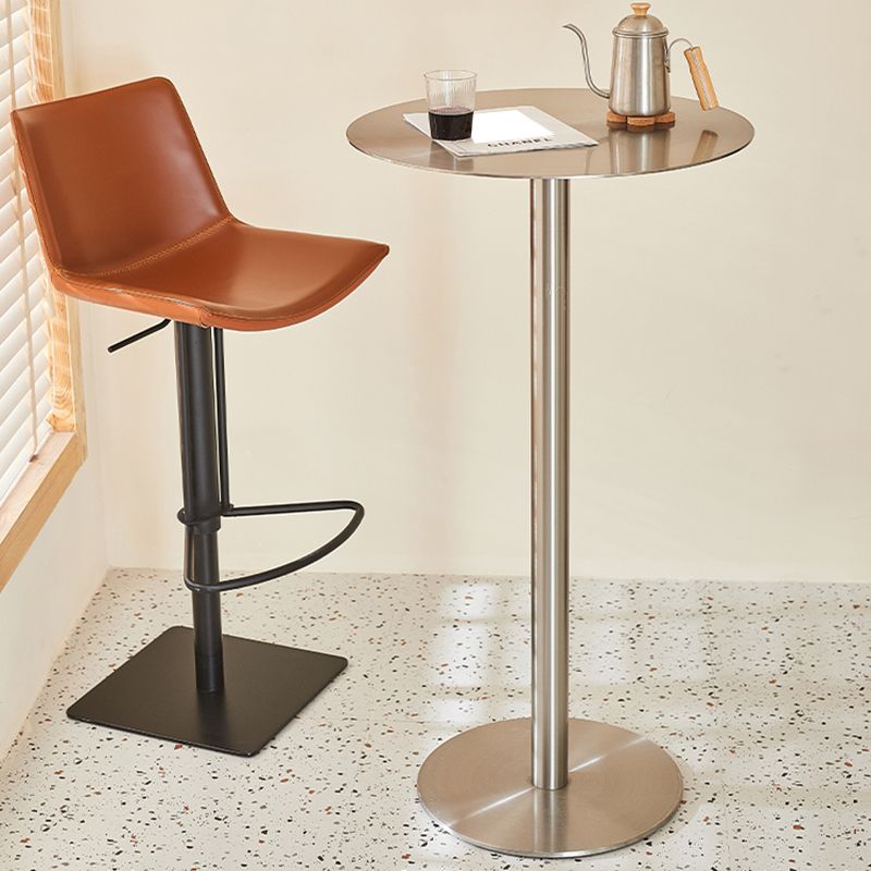 Table de salle à manger ronde en acier inoxydable, table de bar sur pied extérieur-intérieur