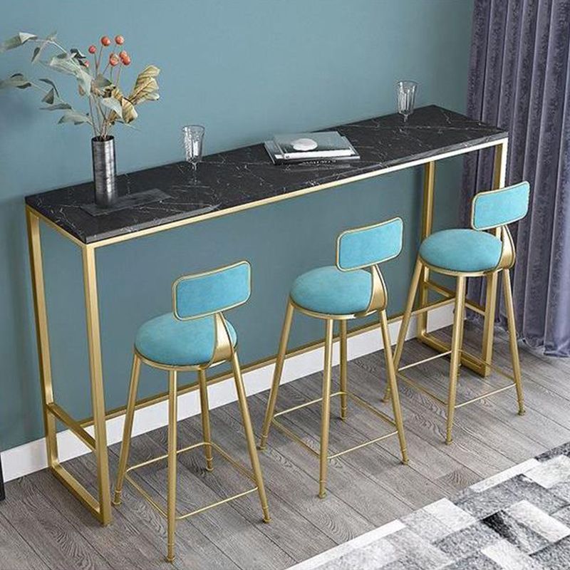 Stone Bar Dining Table Glam Rectangle Bar Table with Trestle Pedestal for Miik Tea Shop Clearhalo 'Bar Furniture' 'Bar Tables' 'bar_tables' 'furn' 'furn_bar_tables' 'Furniture' 'Kitchen & Dining Furniture' 1200x1200_8fb5a4bb-6352-4005-b438-e9d5f8516b02