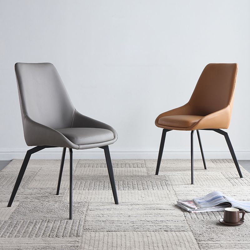 Contemporary Style Leather Chair Armless Parsons Chair with Metal Legs for Kitchen Clearhalo ' kitchen&dining_furn' 'Dining Chairs' 'Dining Tables & Seating' 'dining_chair' 'furn' 'furn_dining_chair' 'Furniture' 'furniture_dining_chair' 'Kitchen & Dining Furniture' 'kitchen' 1200x1200_8fb8c88b-faaa-4095-b42d-da903064fafa