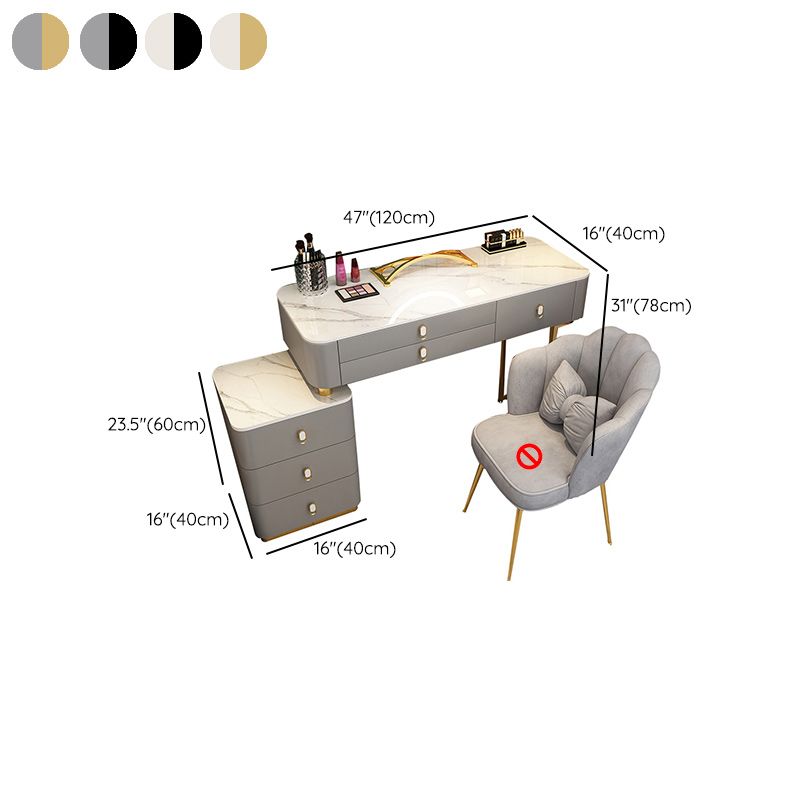 Solid Wood Makeup Counter Adjustable Mirror Vanity Dressing Table with Drawer