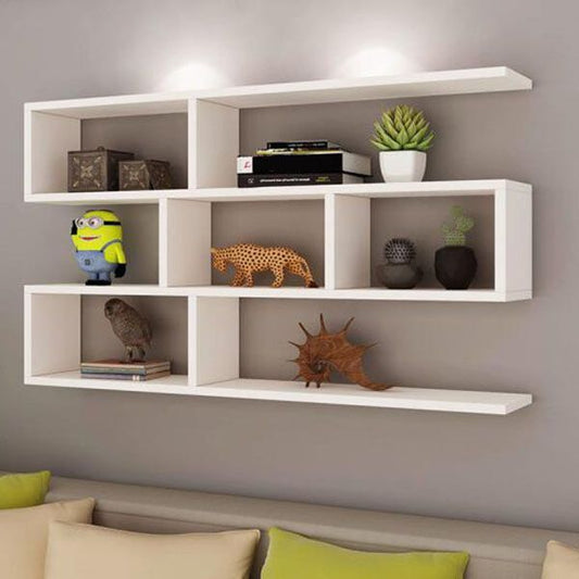 Modern Floating Bookcase with Shelves Geometric Bookshelf for Living Room
