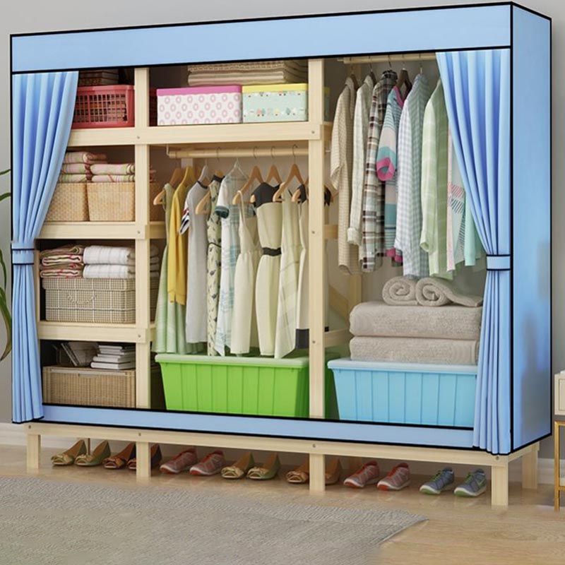 Eigentijdse stijl garderobe massief hout 1-deuren garderobe kast met stoffen staaf