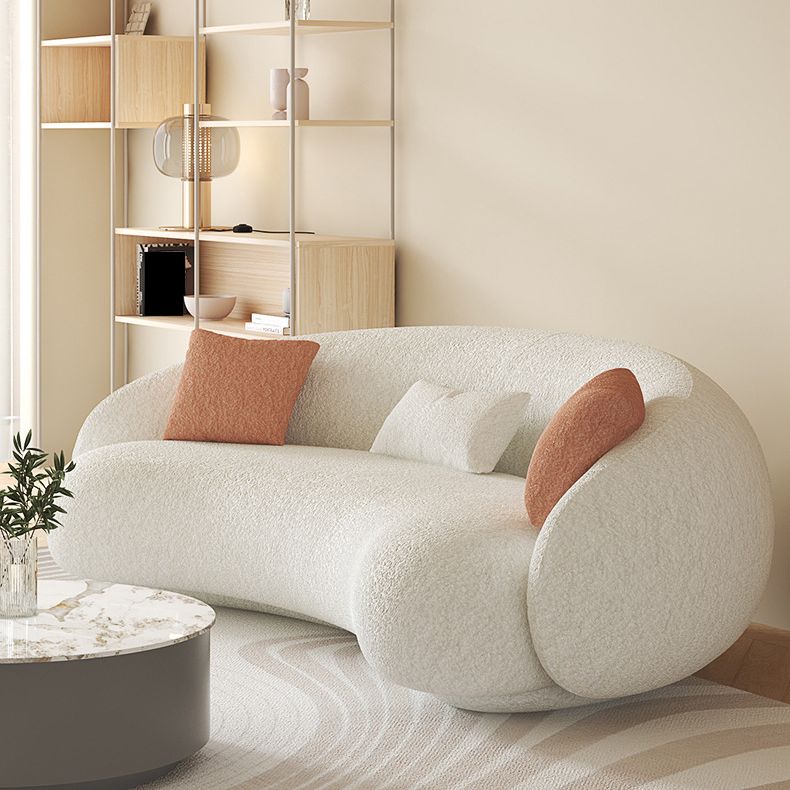 Sofa incurvé de bras en pente Sofa simple en laine nordique en blanc de 27,6 "h