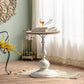Mesa de cóctel envejecida de estilo francés, mesa de centro con pedestal de madera para sala de estar