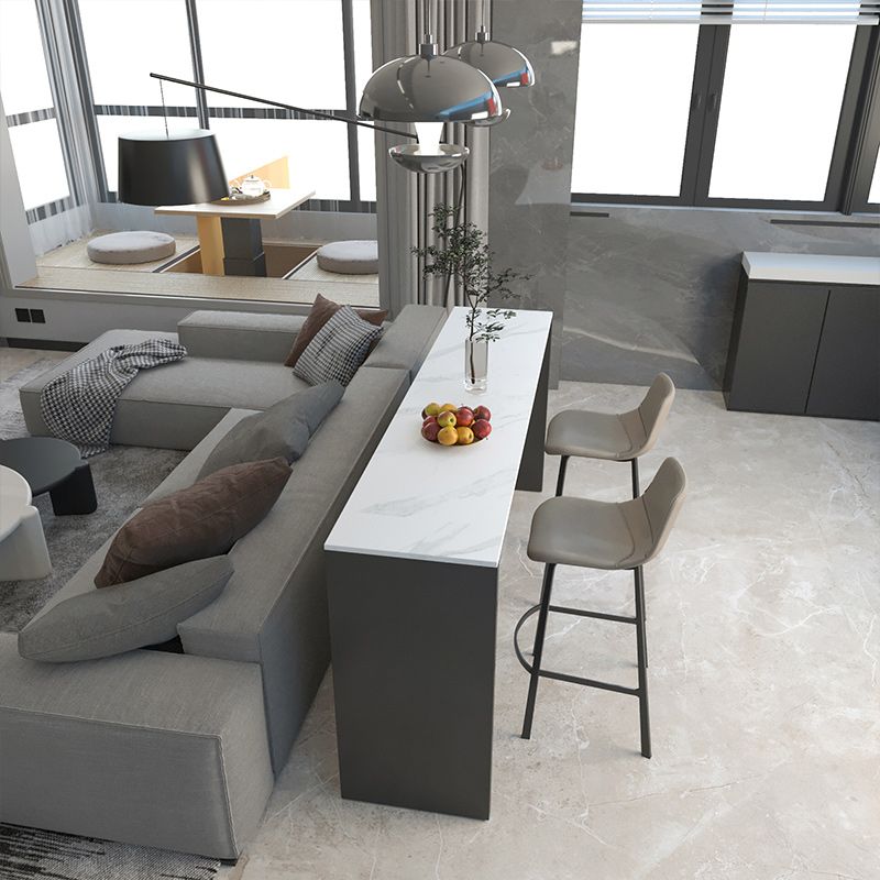 Rectangle Indoor Patio Bar Table Double pedestal White Stone Counter Table Clearhalo 'Bar Furniture' 'Bar Tables' 'bar_tables' 'furn' 'furn_bar_tables' 'Furniture' 'furniture_bar_tables' 'Kitchen & Dining Furniture' 1200x1200_8fc59a82-ebeb-4f05-a13e-522fa8ed6504