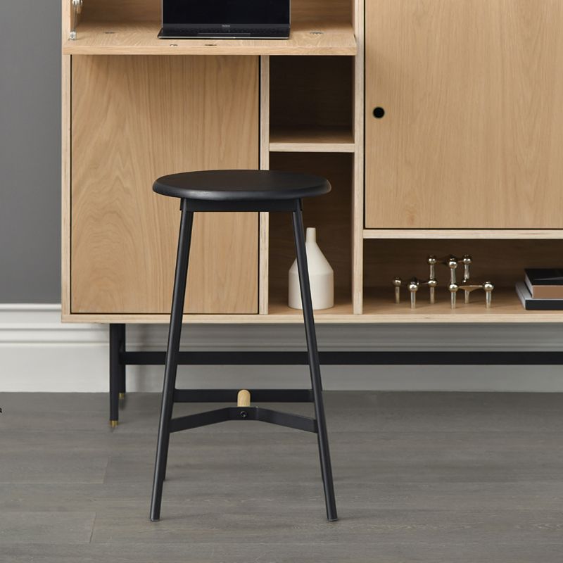 Contemporary Style Metal Bar Stool Footrest Counter Stool in Black Clearhalo 'Bar Furniture' 'Bar Stools' 'bar_stools' 'furn' 'furn_bar_stools' 'Furniture' 'Kitchen & Dining Furniture' 1200x1200_8fc7c957-e261-4eb5-8170-99ab13c8e1f1