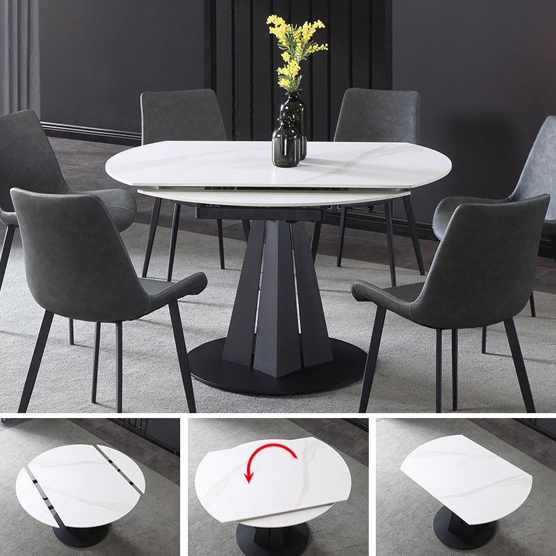 Modern Extendable Stone Dining Table Steel Base Dinner Table for Home Clearhalo 'Dining Tables & Seating' 'Dining Tables' 'dining_table' 'furn' 'furn_dining_table' 'Furniture' 'Kitchen & Dining Furniture' 1200x1200_8fc96d72-e59a-487e-876c-f354d583d0b0