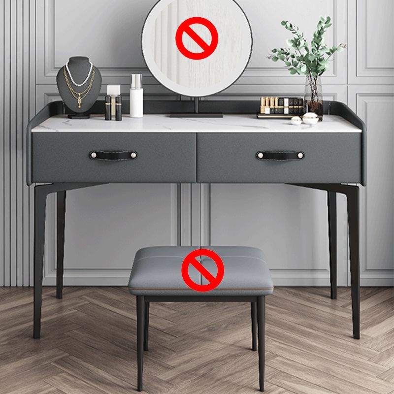 Faux Leder Waschtisch und Hocker in Orange/Grau -Schminktisch