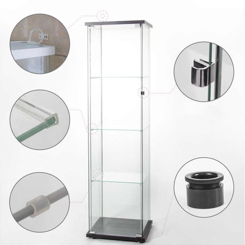 Contemporary Tempered Glass Curio Cabinet Glass Doors Display Cabinet for Bedroom Clearhalo 'Display & China Cabinets' 'display_china_cabinets' 'furn' 'furn_display_china_cabinets' 'Furniture' 'Kitchen & Dining Furniture' 1200x1200_8fcd289e-267d-4df8-a098-a23f1ec775ae