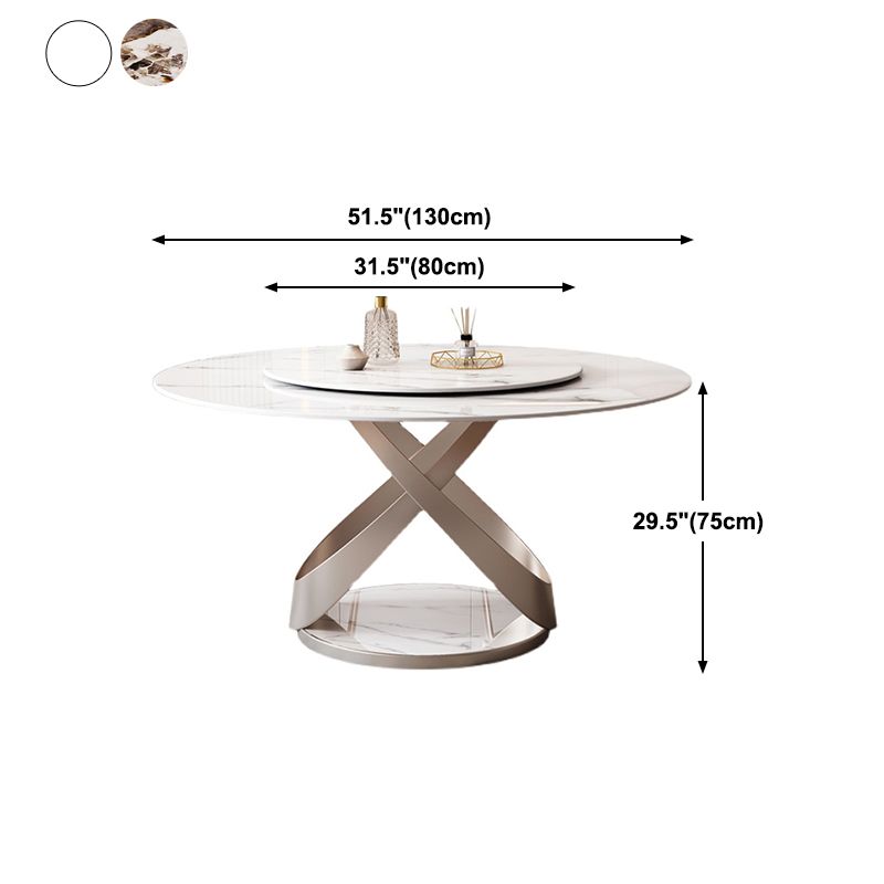 Round Pedestal Table Contemporary Style Stone Dining Site Table with Turntable Clearhalo 'Dining Tables & Seating' 'Dining Tables' 'dining_table' 'furn' 'furn_dining_table' 'Furniture' 'Kitchen & Dining Furniture' 1200x1200_8fcd3e57-58d0-4e89-9dc4-31d5b3b1e7c9