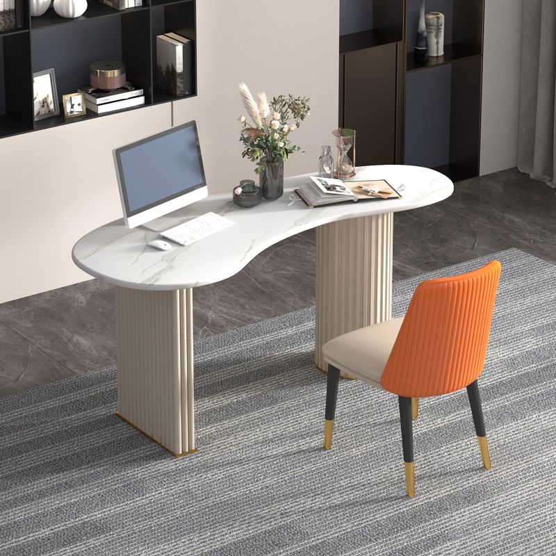 Contemporary Marble Computer Desk for Home 30"H Desk in White Clearhalo 'furn' 'furn_office_desk' 'Furniture' 'Office Desks' 'Office Furniture' 'office_desk' 1200x1200_8fcec820-6f19-4238-a223-1ab7635ed2bf