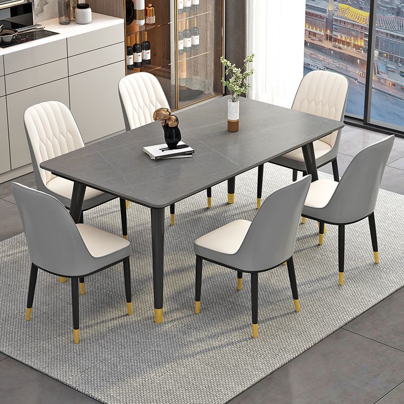 Rectangle Industrial Sintered Stone Dining Table 4 Legs Base Table for Home Clearhalo ' dining_table' 'Dining Tables & Seating' 'Dining Tables' 'furn' 'furn_dining_table' 'Furniture' 'furniture_dining_table' 'Kitchen & Dining Furniture' 'kitchen&dining_furn' 'kitchen' 'kitchen_dining_table' 1200x1200_8fcf65fe-33da-45e9-a3d9-765be763ef57