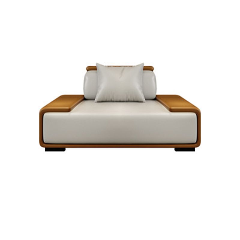 Assembled Genuine Leather Living Room Recessed Arm Modular Sofa & Chaise Clearhalo 'furn' 'furn_sectionals' 'Furniture' 'furniture_sectionals' 'kitchen' 'kitchen_sectionals' 'Living Room Furniture' 'Sectionals' 1200x1200_8fd13852-9264-4254-b99f-3dfa184aaf99