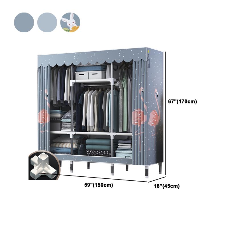 Modern Style Wardrobe Closet Metal Frame Wardrobe Armoire with Shelves Clearhalo 'Armoires & Wardrobes' 'armoires_wardrobes' 'Bedroom Furniture' 'furn' 'furn_armoires_wardrobes' 'Furniture' 1200x1200_8fd2310b-7006-482c-86b1-d25a69aa6b2d