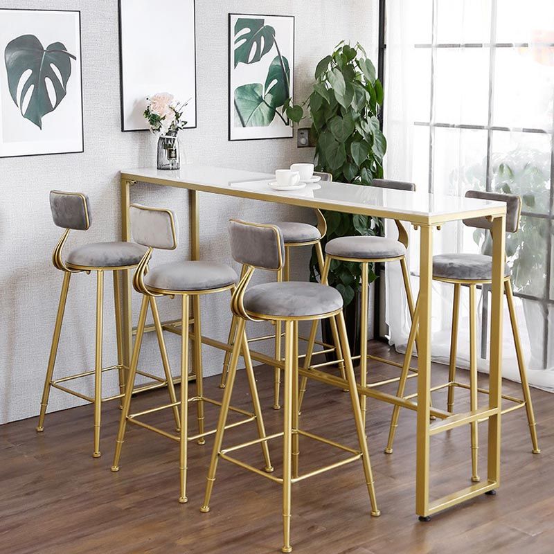 Glam Pub Height Dining Table Stone and White Bar Table for Living Room Clearhalo 'Bar Furniture' 'Bar Tables' 'bar_tables' 'furn' 'furn_bar_tables' 'Furniture' 'Kitchen & Dining Furniture' 1200x1200_8fd371c3-cbe3-4195-99bd-d6e27d16b5ee