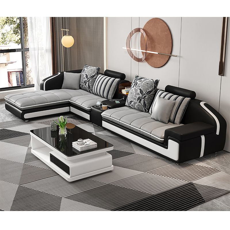 Contemporary Light Gray Sectional with Removable Cushions for Living Room Clearhalo 'furn' 'furn_sectionals' 'Furniture' 'furniture_sectionals' 'Living Room Furniture' 'Sectionals' 1200x1200_8fd49fa2-6203-4d1f-896e-175995ea4ba3