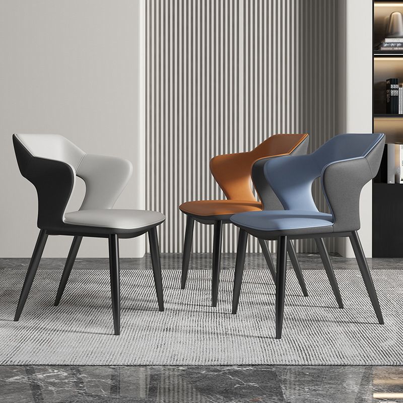 Minimalist Design Arm Open Back Side Chairs Faux Leather Side Chair Clearhalo 'Dining Chairs' 'Dining Tables & Seating' 'dining_chair' 'furn' 'furn_dining_chair' 'Furniture' 'furniture_dining_chair' 'Kitchen & Dining Furniture' 1200x1200_8fd5bd93-1423-4497-a28b-a14cc748f9fc