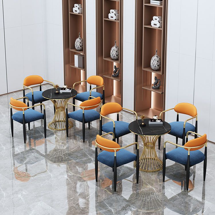 Glam Black Sintered Stone Dining Table Set 1/2/5 Pieces Dining Set for Home Use Clearhalo 'Dining Room Sets' 'Dining Tables & Seating' 'dining_room_set' 'furn' 'furn_dining_room_set' 'Furniture' 'Kitchen & Dining Furniture' 1200x1200_8fd6557e-1316-40fa-8528-a2e2866e30c7