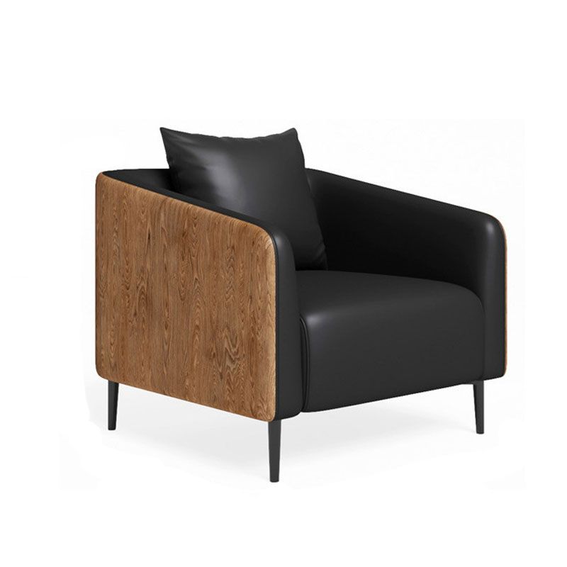 Modern Faux Leather Sofa Tuxedo Arm Tight Back Sofa in Grey/black Clearhalo 'furn' 'furn_sofas' 'Furniture' 'Living Room Furniture' 'Sofa' 'sofas' 1200x1200_8fd845a8-2ca3-453b-92e7-38f59fe44949