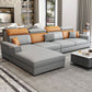 Nordic Cushions Recessed Arm Faux Leather Stationary with Storage Seating