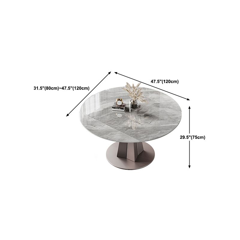 Luxury Sintered Stone Top Table Extendable Round Table with Pedestal Base