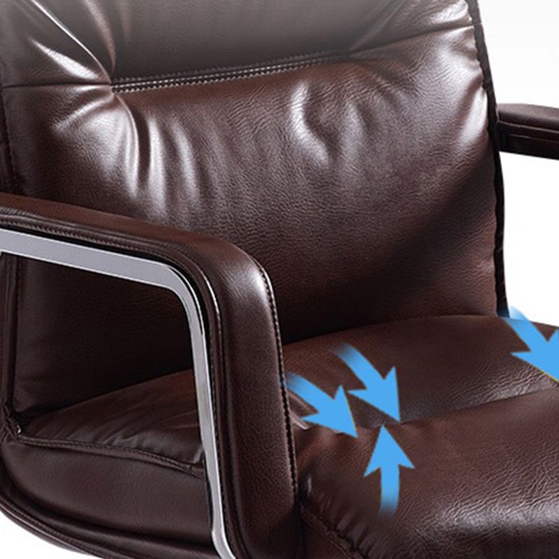 Silla de oficina moderna brazos fijos de cuero asiento ajustable altura silla de escritorio