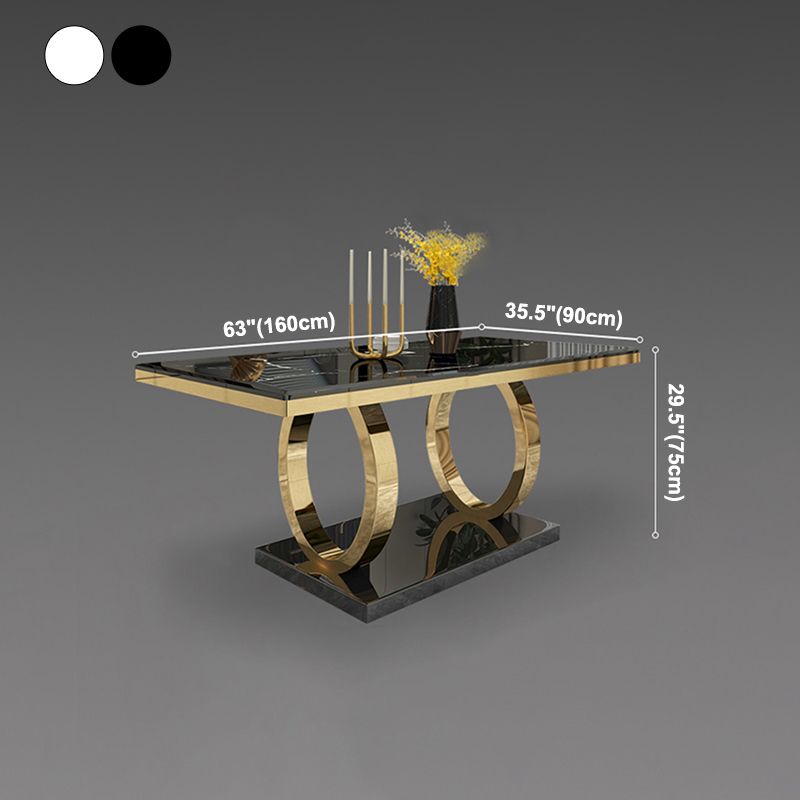 Rectangle Traditional Luxury Dining Table Sintered Stone Table with Gold Trestle Base Clearhalo ' dining_table' 'Dining Tables & Seating' 'Dining Tables' 'furn' 'furn_dining_table' 'Furniture' 'furniture_dining_table' 'Kitchen & Dining Furniture' 'kitchen&dining_furn' 'kitchen' 'kitchen_dining_table' 1200x1200_8fdbc6ad-e7d4-439f-9d78-0c95034d9069