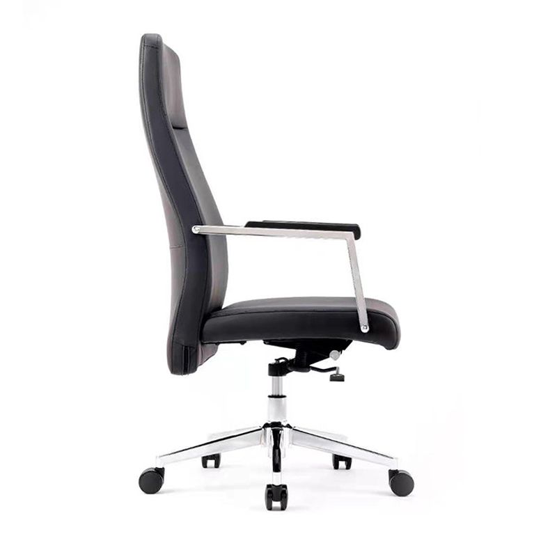 Contemporary Arm Chair Fixed Arms Wheels Black Leather High Back Chair Clearhalo 'furn' 'furn_office_chair' 'Furniture' 'Office Chairs' 'Office Furniture' 'office_chair' 1200x1200_8fdeea3c-10fc-4fe2-8fe9-a775ac9c23ec