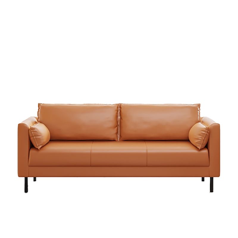 Tuxedo Arm Sofa Stain Resistant Faux Leather Standard Sofa with 4 Pillows Clearhalo 'furn' 'furn_sofas' 'Furniture' 'Living Room Furniture' 'Sofa' 'sofas' 1200x1200_8fe0c281-1326-4f8d-8b5f-3fddab5e3cc5