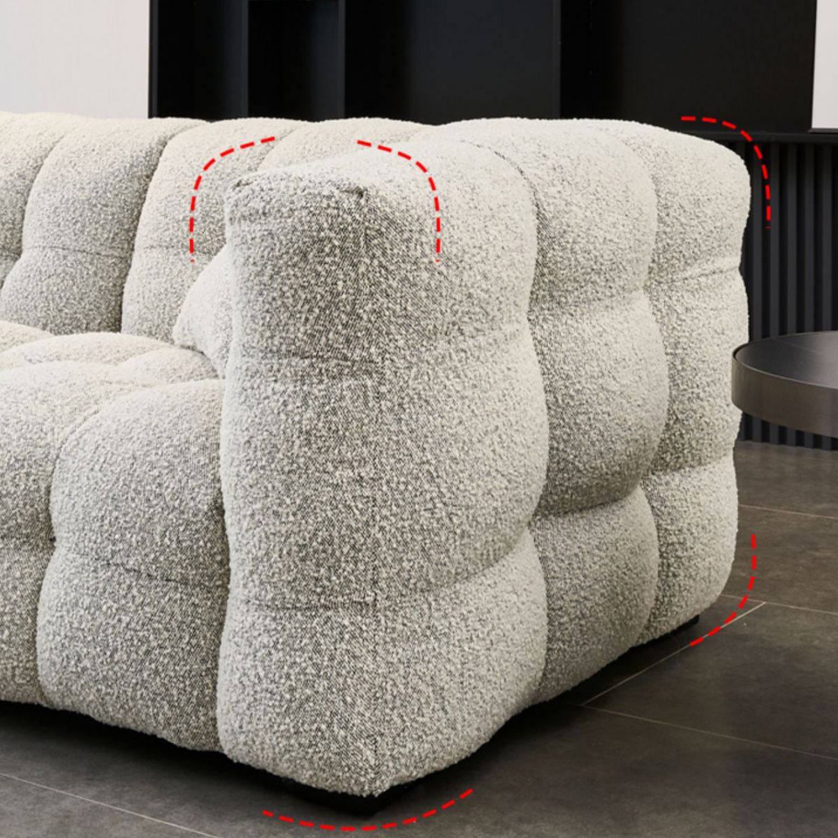 リビングルーム用の現代的な正方形の腕のタイトタイトバックソファソファ