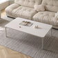 Mesa de centro Modernism Sate Top Mesa de cóctel rectangular de 4 patas en blanco