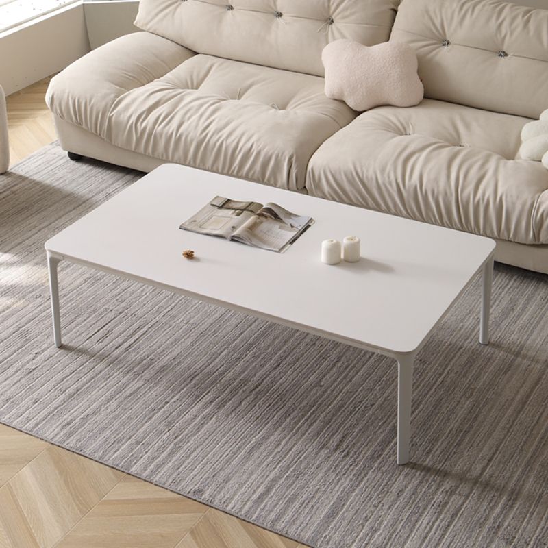 Mesa de centro Modernism Sate Top Mesa de cóctel rectangular de 4 patas en blanco