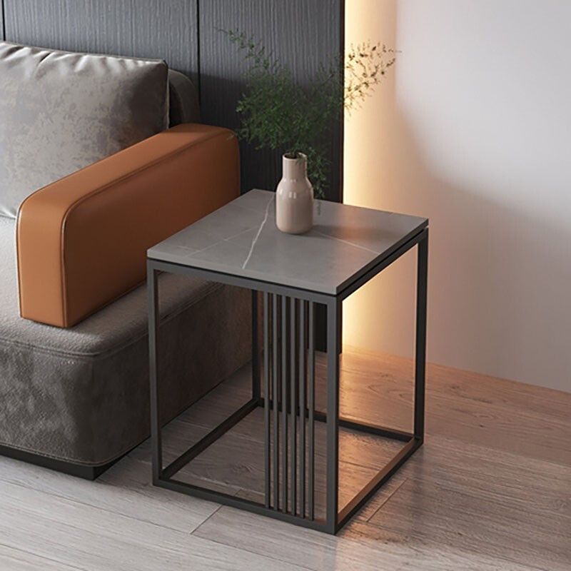 Contemporary Glam Marble Top Side Accent Table Metal Frame End Table
