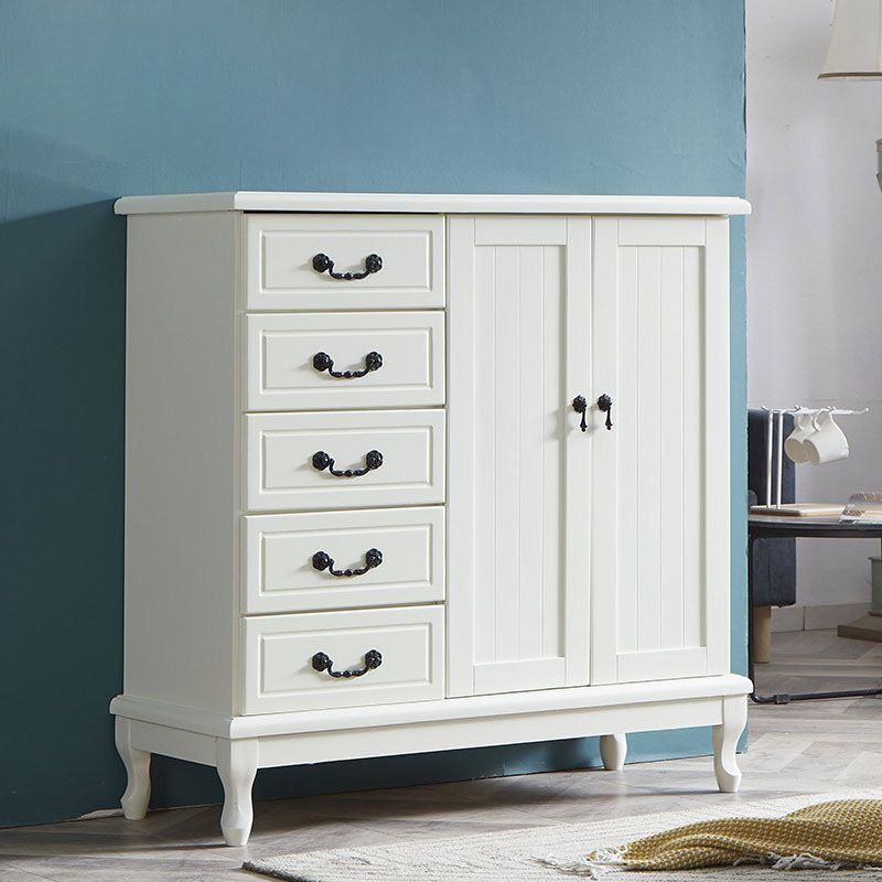 16 "wソリッドウッドコンボドレッサー引き出しとドア付きの水平貯蔵箱