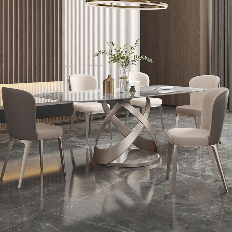 Traditional Luxury Dining Table Gray Rectangle Sintered Stone Dining Table with Pedestal Base Clearhalo ' dining_table' 'Dining Tables & Seating' 'Dining Tables' 'furn' 'furn_dining_table' 'Furniture' 'furniture_dining_table' 'Kitchen & Dining Furniture' 'kitchen&dining_furn' 'kitchen' 'kitchen_dining_table' 1200x1200_8fe8f3aa-4d97-46ef-b669-2e28ab139dee