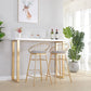 Glam Iron Indoor Bar Dining Table Rectangle White Wood Bistro Table with Sled Pedestal Clearhalo 'Bar Furniture' 'Bar Tables' 'bar_tables' 'furn' 'furn_bar_tables' 'Furniture' 'furniture_bar_tables' 'Kitchen & Dining Furniture' 1200x1200_8fe978ff-7f2f-4532-a0de-3afdb8e9c566